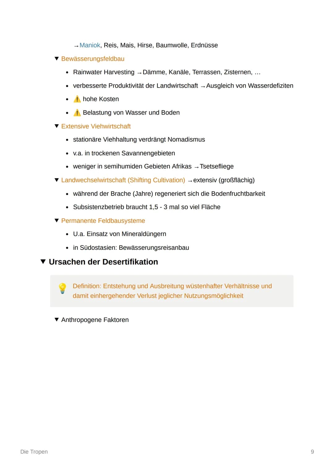 Die Tropen
Einteilung der Tropen
Immerfeuchte Tropen
Wechselfeuchte
(sommerfeuchte) Tropen
Trockene Randtropen
●
▼ Klima
Die Tropen
0° -10°
