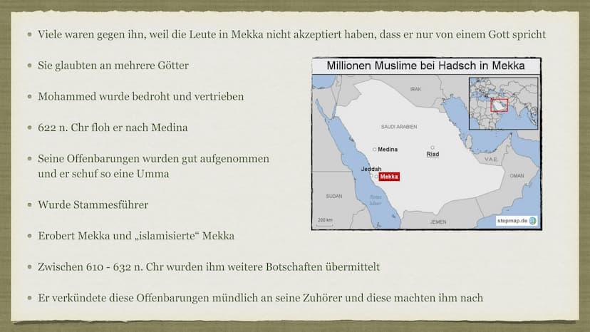 DIE ENTSTEHUNG DES ISLAMS
Präsentiert von Joanna, Sahra, Nikoleta, Florian & Lorin
لا
PUF
لایا
*
ویای میانه و بافق ولو
وانان فرمان
الحمد لله