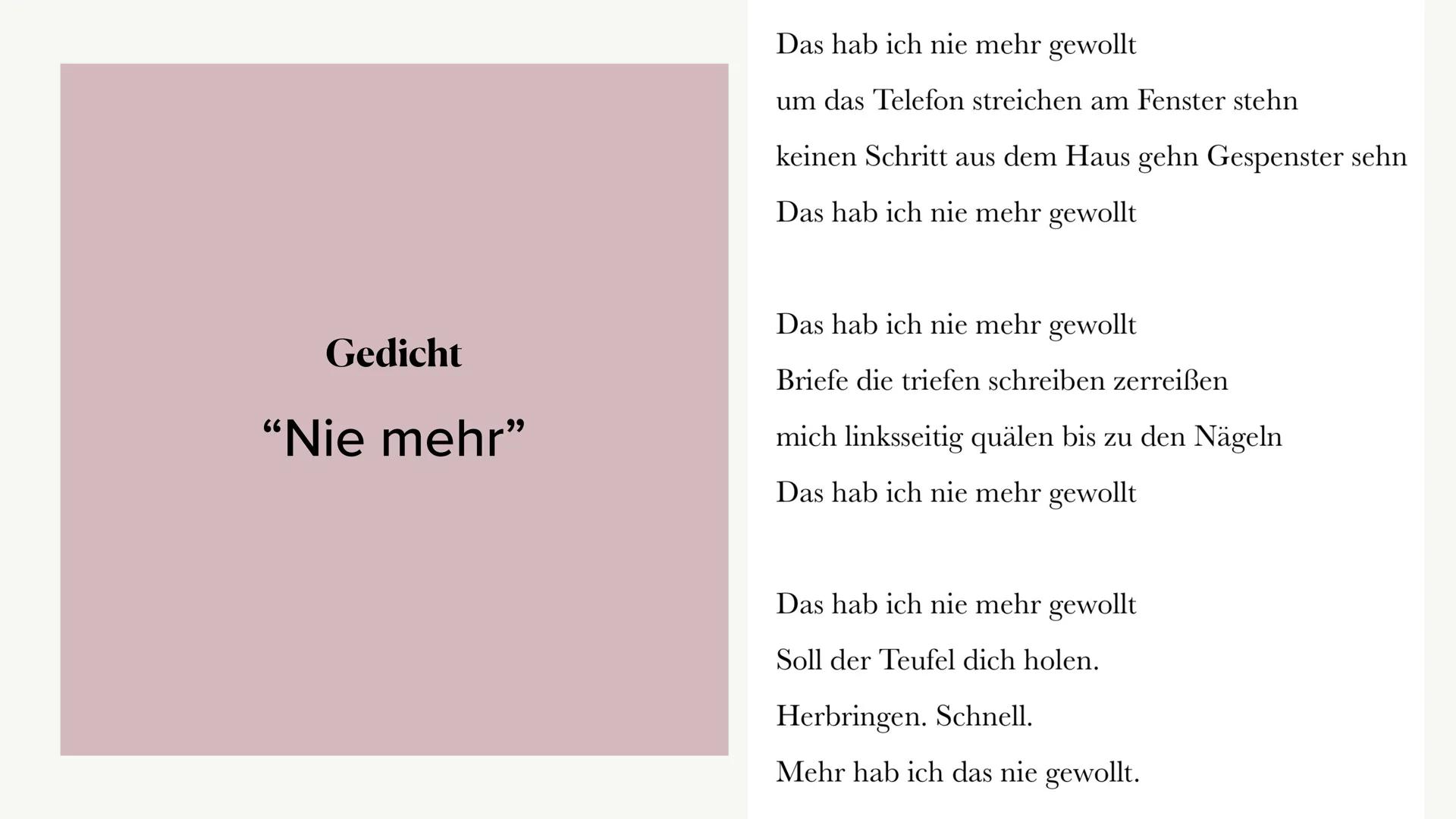 Gedichtinterpretation
von dem Liebesgedicht "Nie mehr"
Von Anna Schepmann ●
Allgemeines
• Formale Aspekte
●
Gliederung
●
Gedicht
Sprachliche