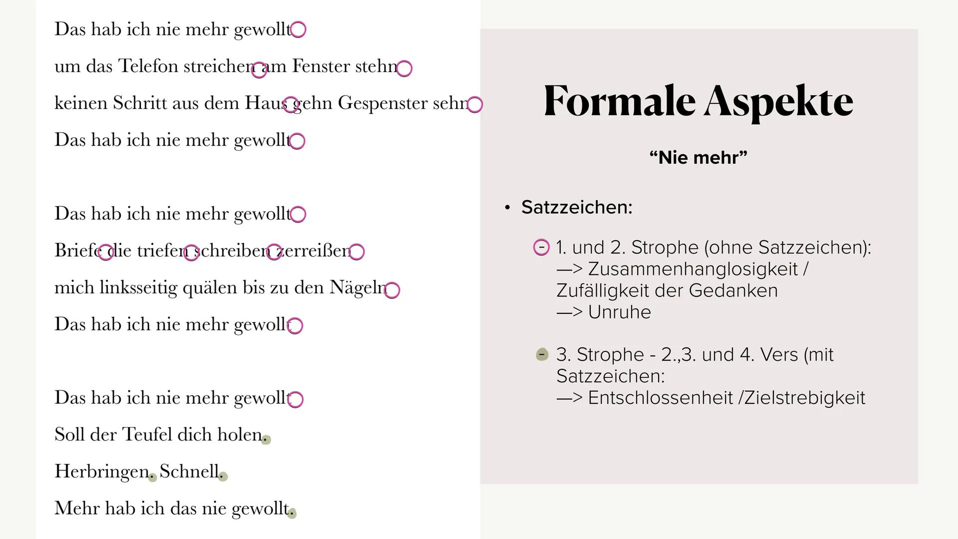 Gedichtinterpretation
von dem Liebesgedicht "Nie mehr"
Von Anna Schepmann ●
Allgemeines
• Formale Aspekte
●
Gliederung
●
Gedicht
Sprachliche