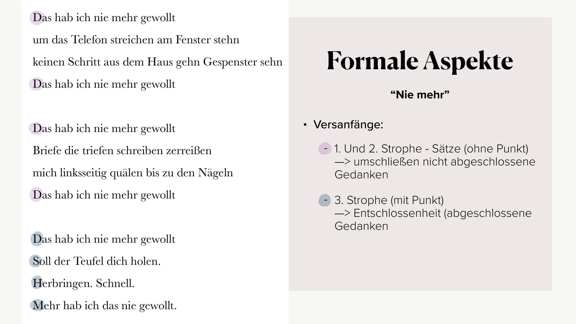 Gedichtinterpretation
von dem Liebesgedicht "Nie mehr"
Von Anna Schepmann ●
Allgemeines
• Formale Aspekte
●
Gliederung
●
Gedicht
Sprachliche