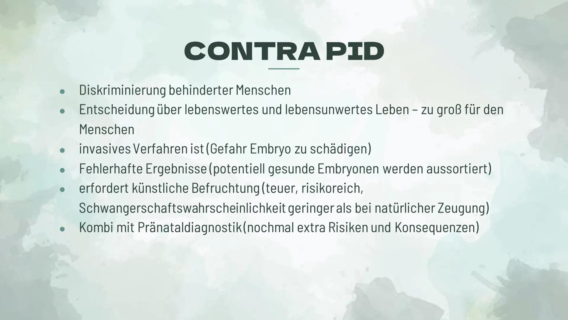 Präimplantationsdiagnostik
und Pränataldiagnostik
Von Alessiajoy Menzel, Theresa Schreiber und
Hannah Roth Inhaltsverzeichnis
1) Präimplanta