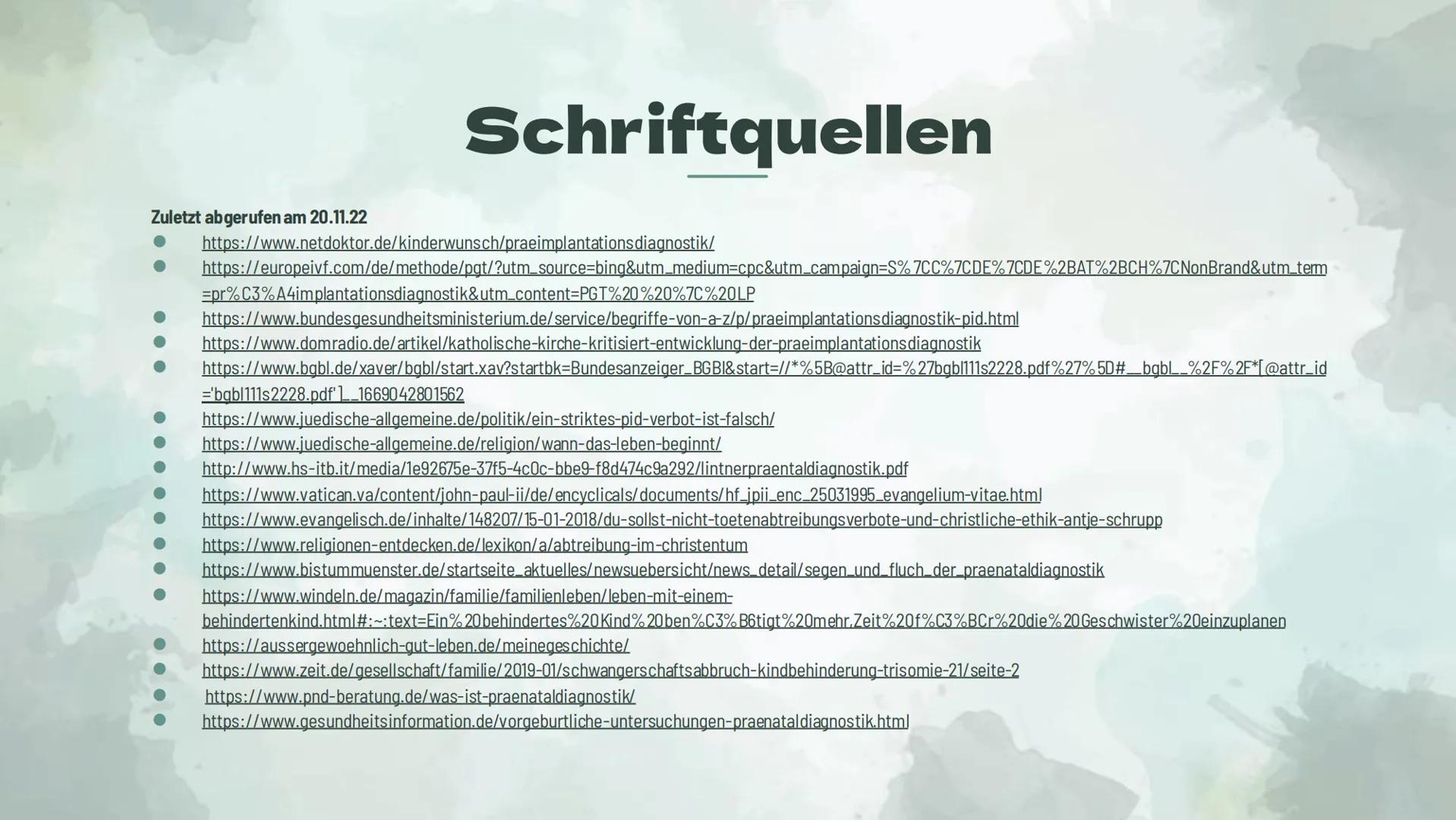 Präimplantationsdiagnostik
und Pränataldiagnostik
Von Alessiajoy Menzel, Theresa Schreiber und
Hannah Roth Inhaltsverzeichnis
1) Präimplanta