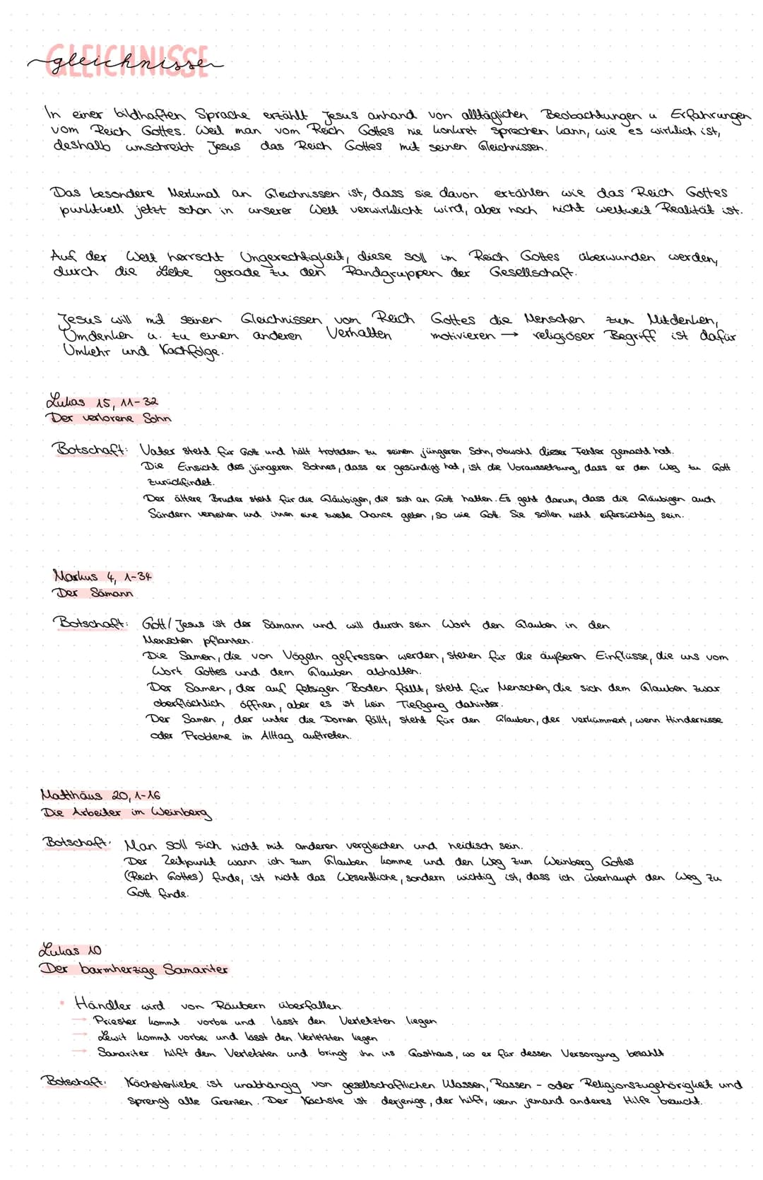 gleichnisser
Erfahrungen
In einer bildhaften Sprache erzählt Jesus anhand von alltäglichen Beobachtungen
vom Reich Gottes. Weil man vom Reic