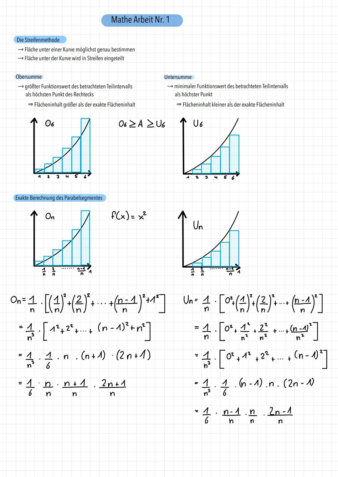 Mathematik # Mathe Arbeit Nr. 1

Die Streifenmethode

→ Fläche unter einer Kurve möglichst genau bestimmen

→ Fläche unter der Kurve wird in