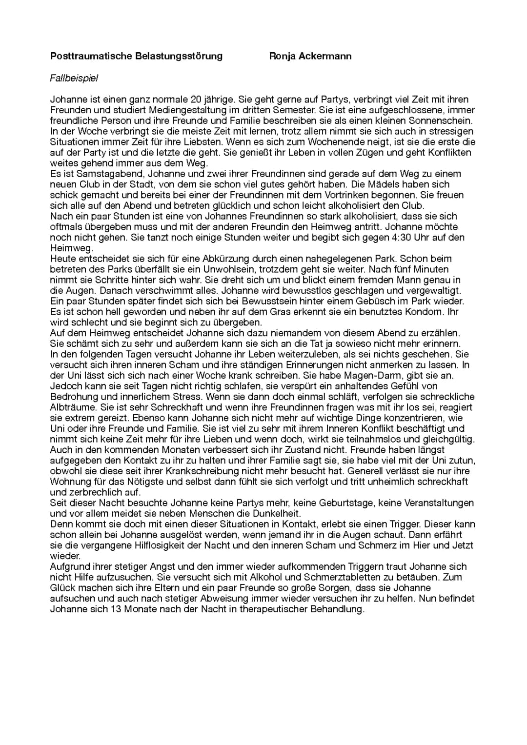 PTBS Fallbeispiel und Ursachen