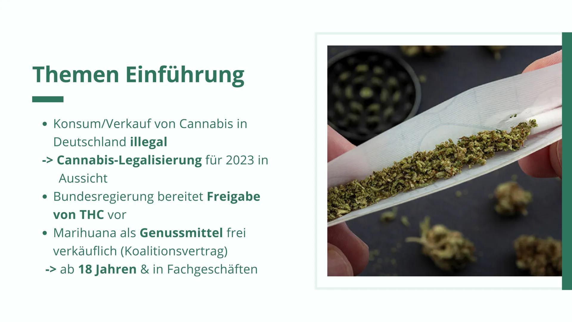 GFS VON LILLY OTERO
Cannabis Legalisierung
GK - Frau Wiatrowski - 11.01.2023 Gliederung
• Themen Einführung
• Vorangegangene Ereignisse
Mein