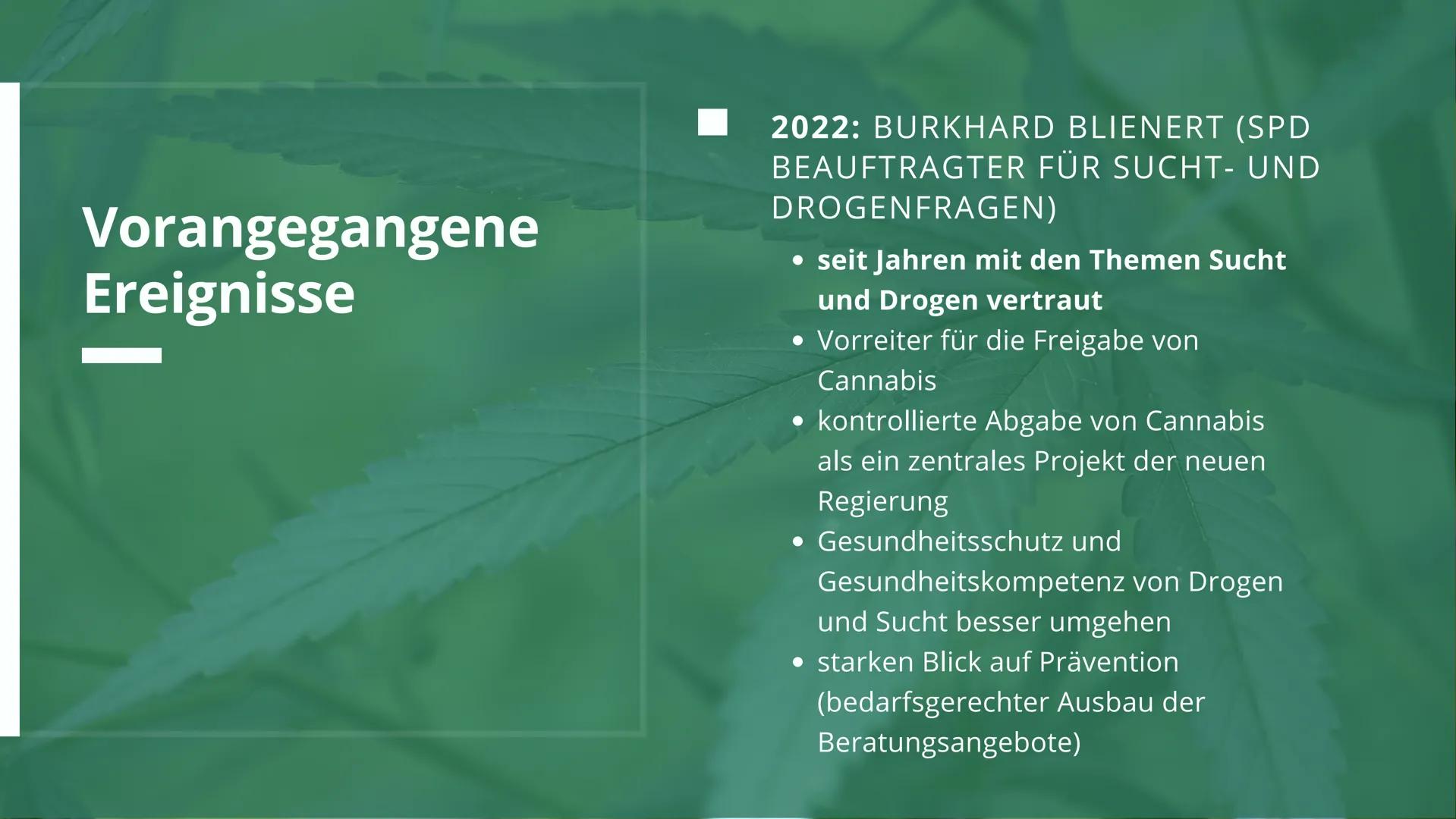 GFS VON LILLY OTERO
Cannabis Legalisierung
GK - Frau Wiatrowski - 11.01.2023 Gliederung
• Themen Einführung
• Vorangegangene Ereignisse
Mein