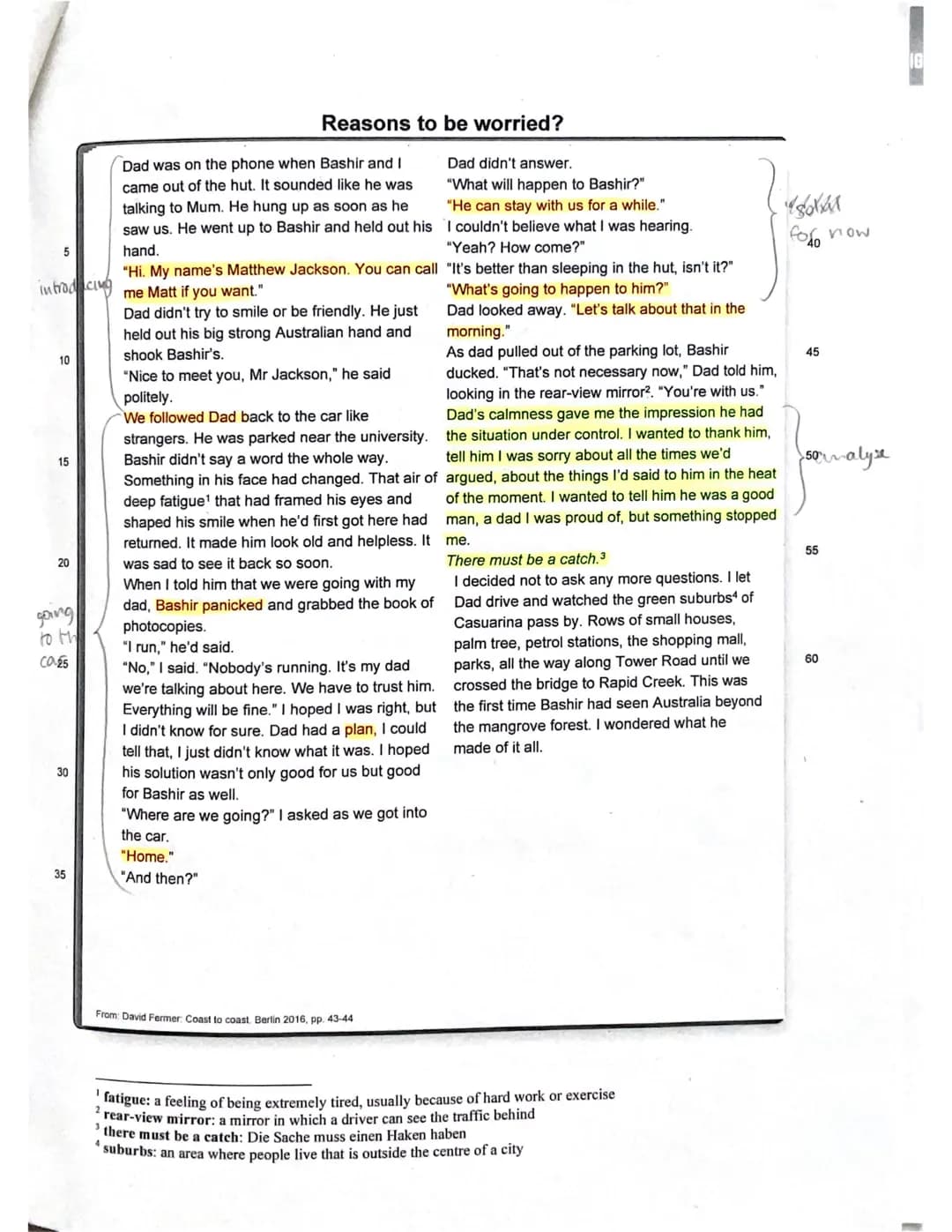 More belp
Assignments:
I Summary
(14 Points)
a) Read the following extract from the novel Coast to Coast in which Matthew Jackson takes his
