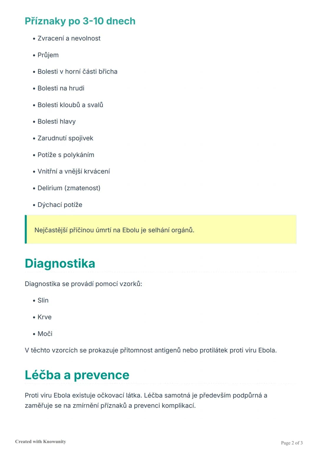 # Ebola virus

Informace o vzácném infekčním onemocnění Ebola, jeho příznacích, přenosu a léčbě.

## Co je Ebola?

Ebola je vzácné infekční 