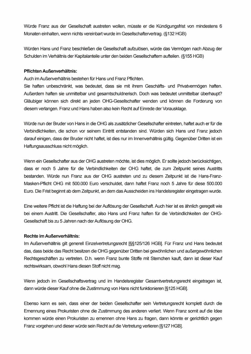 
<p>Hans Pflicht und Franz Maske planen, zusammen ein Unternehmen zu gründen, das Masken herstellt. Da sie zu zweit sind, kommt eine Einzelu