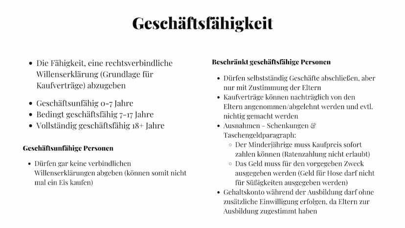 Rechtslehre
Themen
Delikts-, Schulds- und
Geschäftsfähigkeit
Zustandekommen von Verträgen
Nichtigkeit und Anfechtung
AGB
Besitz und Eigentum