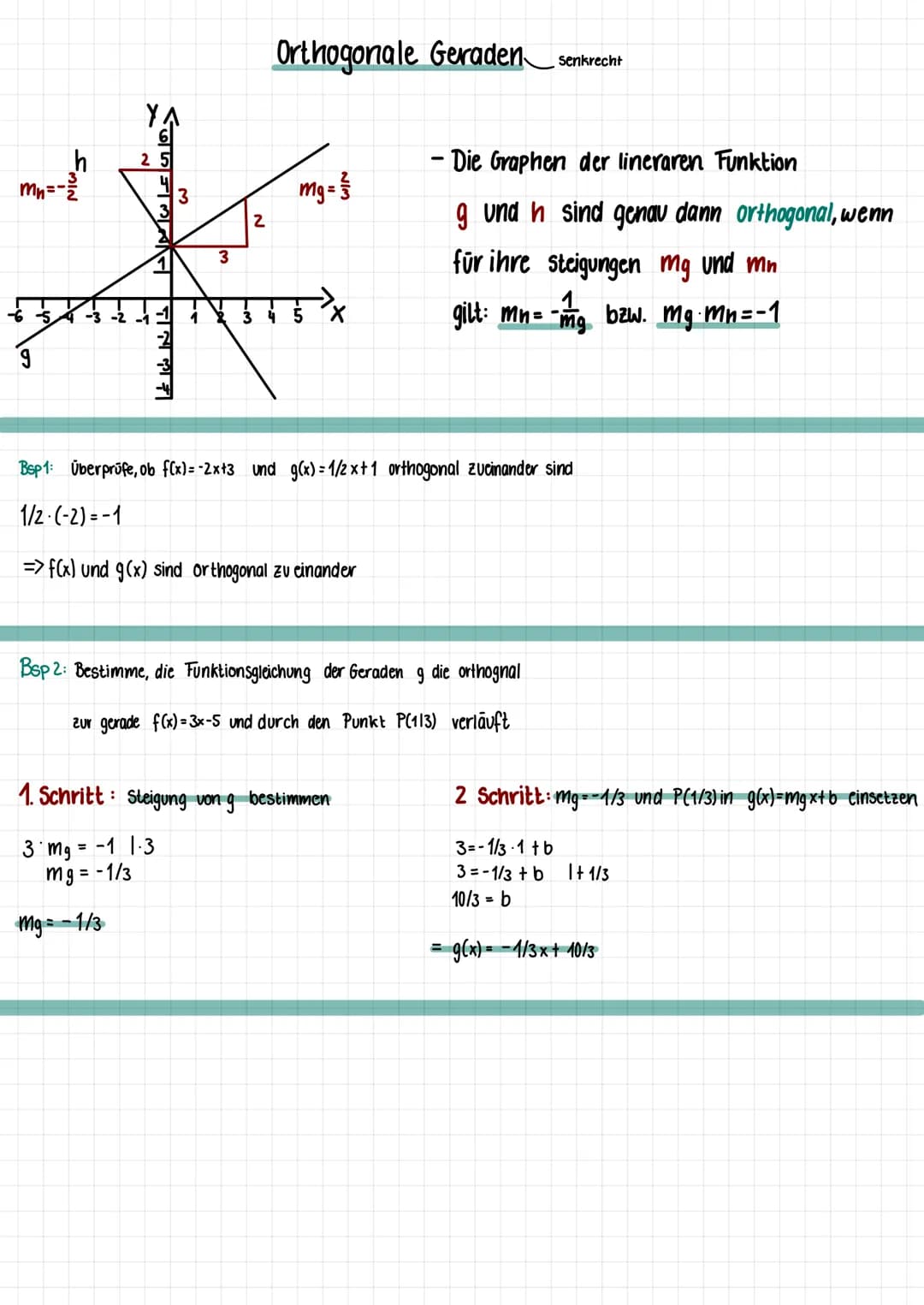 mn=
9
YA
25
জানালার
3
3
2
Orthogonale Geraden senkrecht
mg = }}
- Die Graphen der lineraren Funktion
g und h sind genau dann orthogonal, wen