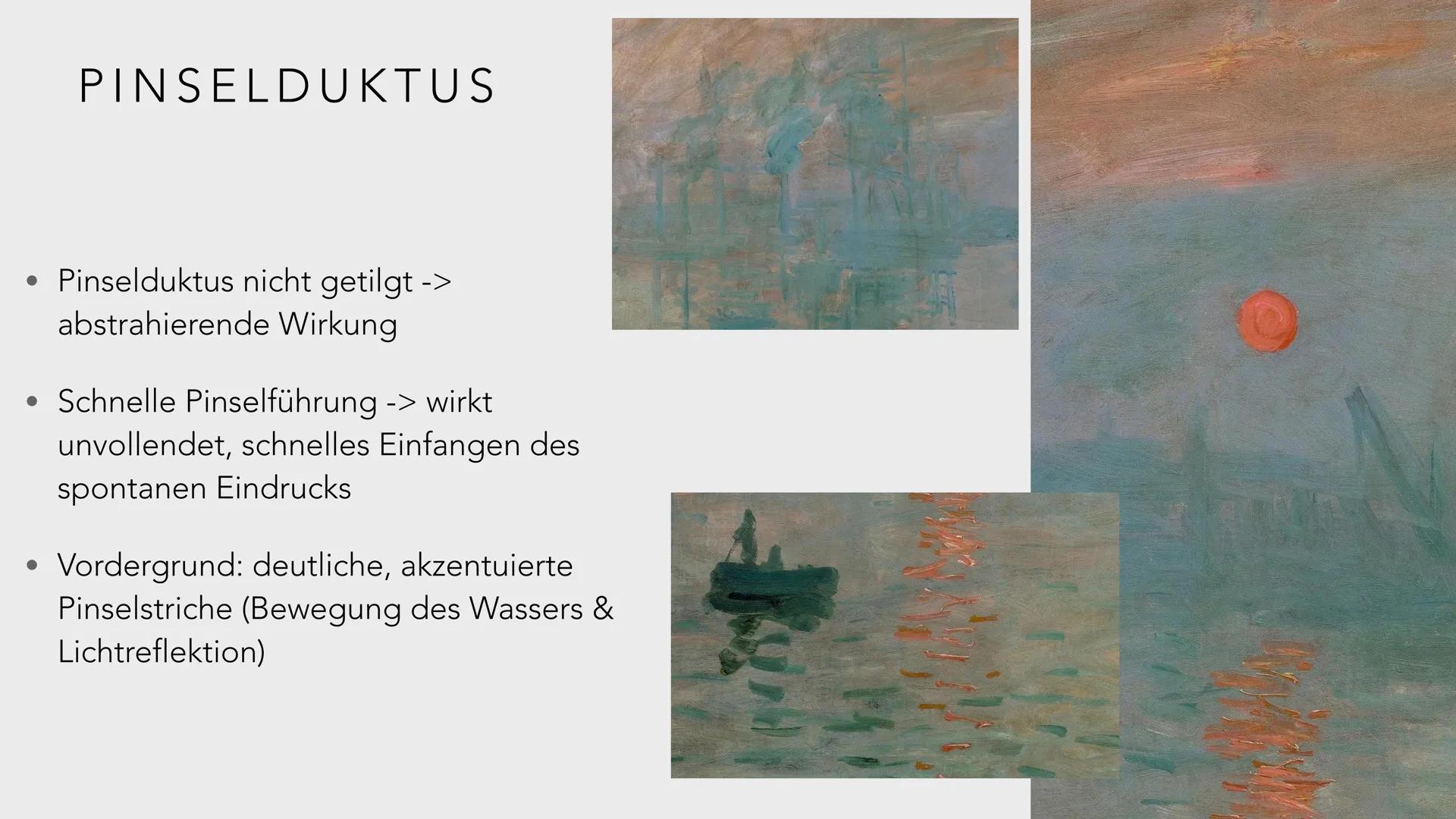 CLAUDE MONET: IMPRESSION, SOLEIL LEVANT GLIEDERUNG
●
Oscar Claude Monet
Impressionismus
Bildanalyse
Weitere Werke
• Quellen
Der Spaziergang.
