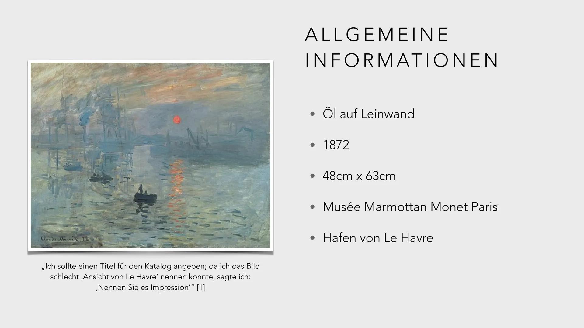 CLAUDE MONET: IMPRESSION, SOLEIL LEVANT GLIEDERUNG
●
Oscar Claude Monet
Impressionismus
Bildanalyse
Weitere Werke
• Quellen
Der Spaziergang.