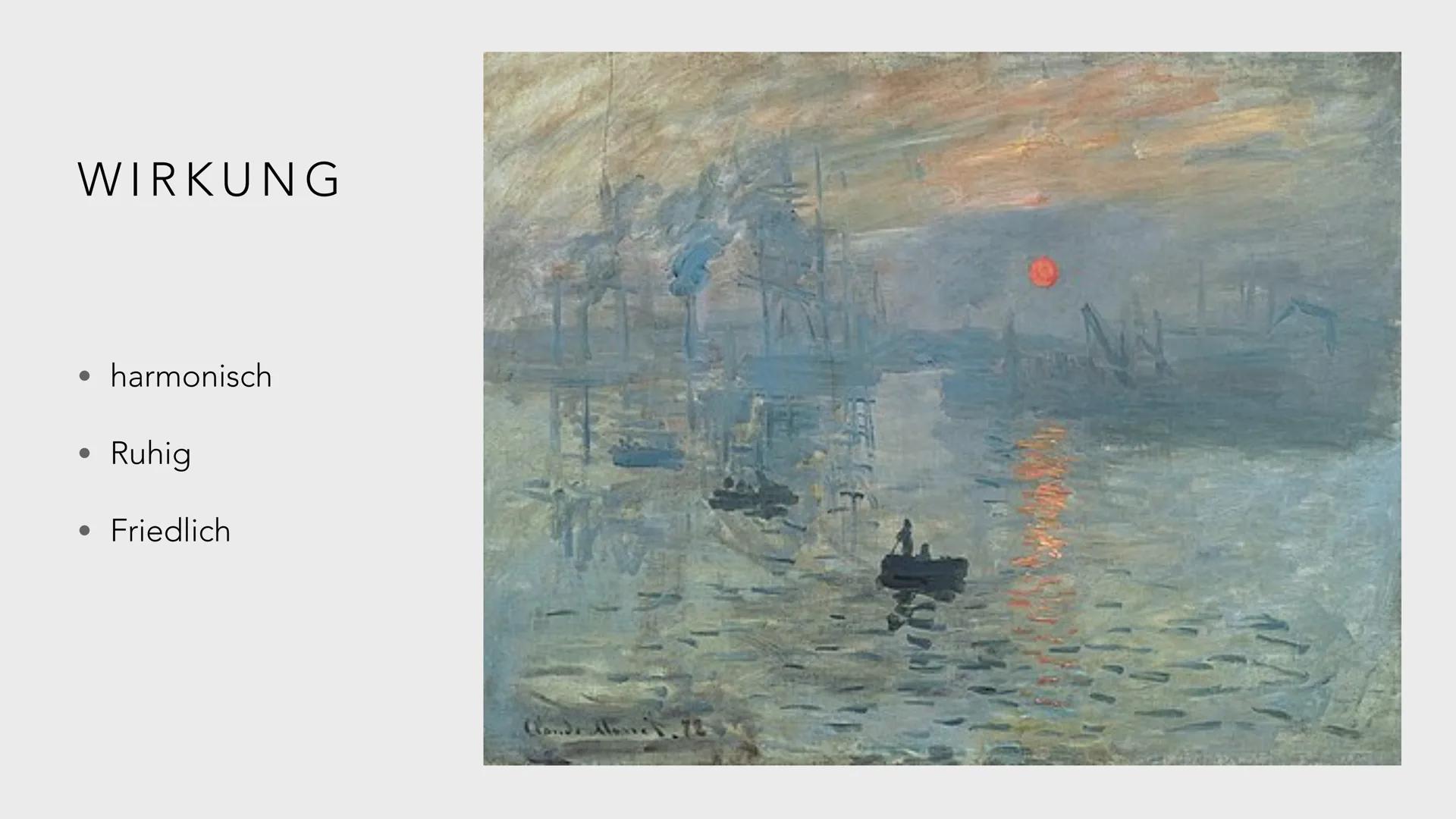 CLAUDE MONET: IMPRESSION, SOLEIL LEVANT GLIEDERUNG
●
Oscar Claude Monet
Impressionismus
Bildanalyse
Weitere Werke
• Quellen
Der Spaziergang.