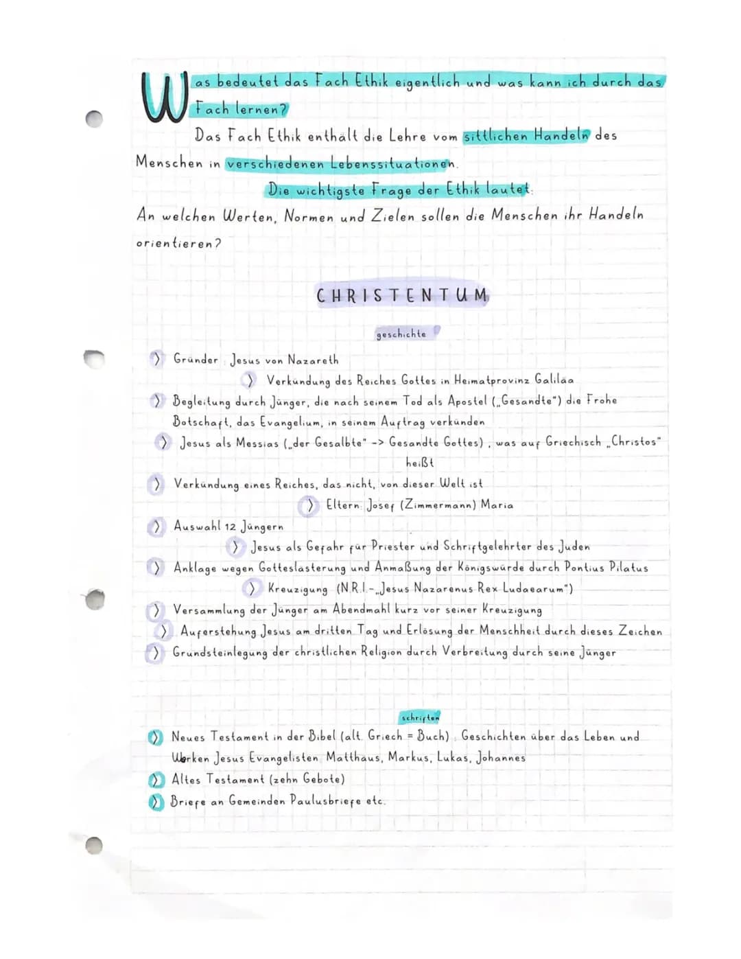 Ethik:  Christentum 
