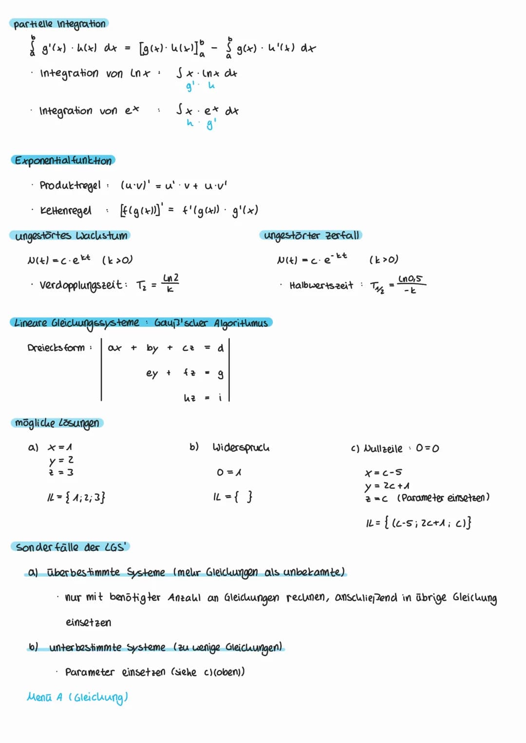 Kurvendiskussion
Symmetrie
Achsensymmetrie (zury-Acuse):
f(-x) = f(x)
Punktsymmetrie ( zum Ursprung): f(-x) = f(x)
Nullstellen
f(x) = 0
Menu