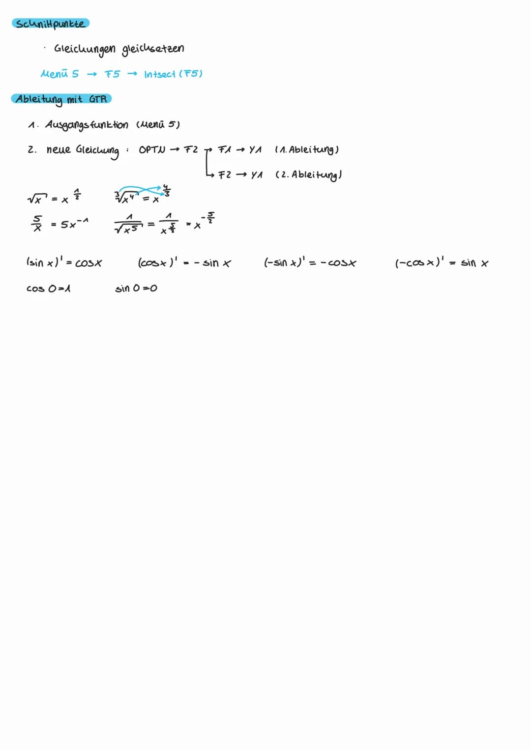 Kurvendiskussion
Symmetrie
Achsensymmetrie (zury-Acuse):
f(-x) = f(x)
Punktsymmetrie ( zum Ursprung): f(-x) = f(x)
Nullstellen
f(x) = 0
Menu