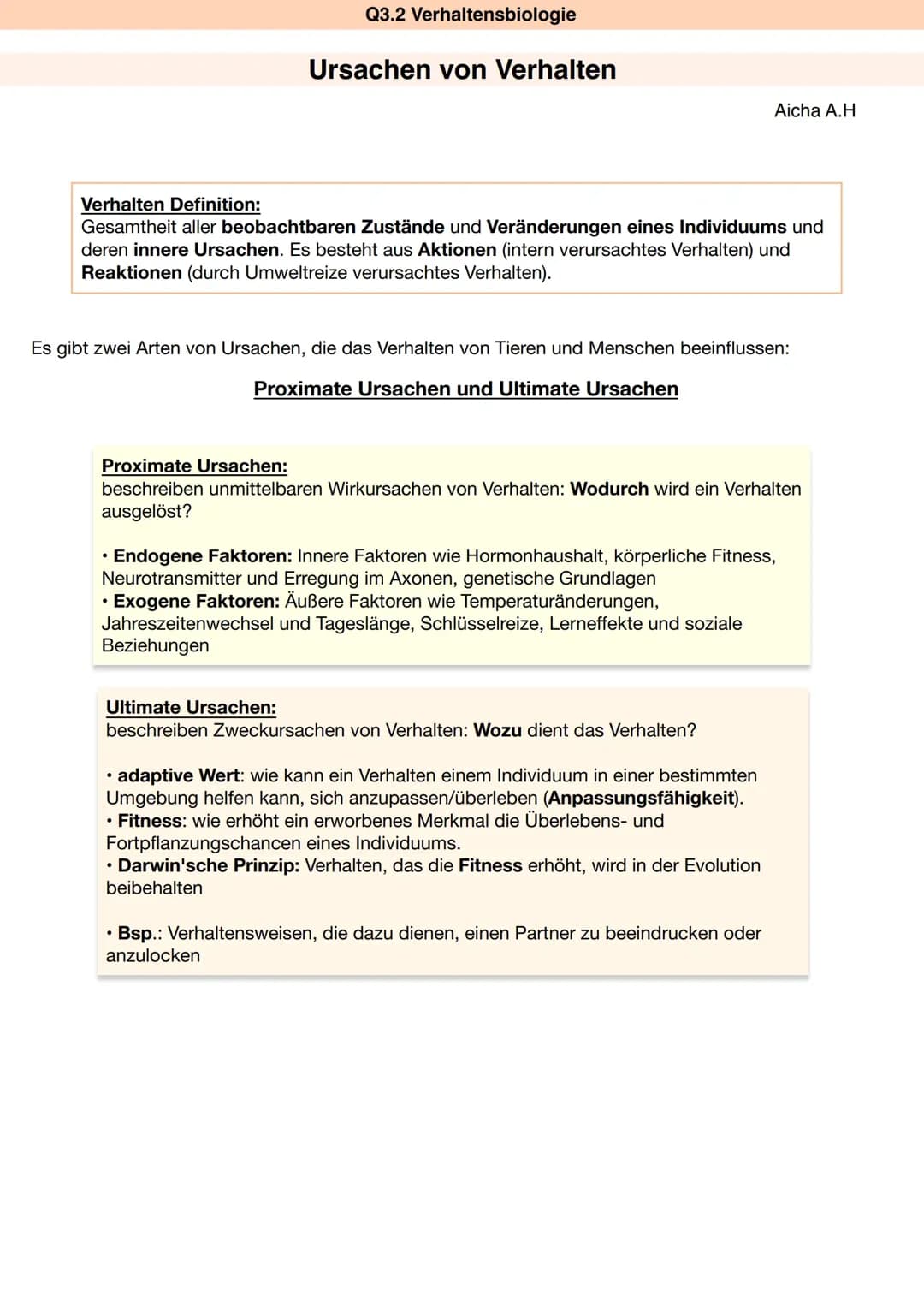 Proximate Ursachen und Ultimate Ursachen