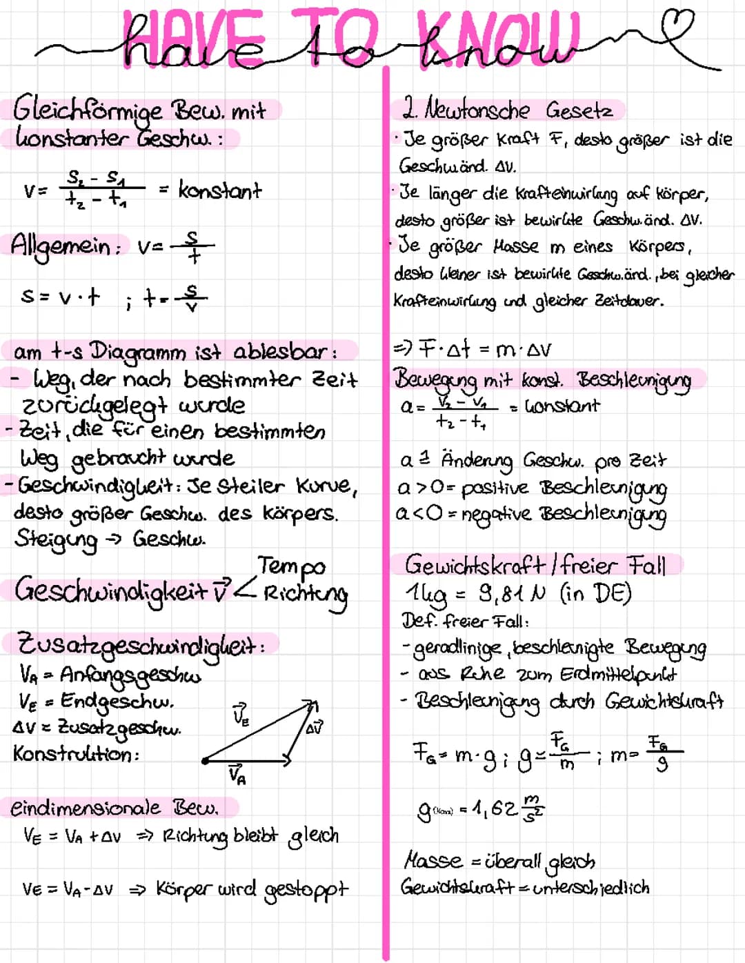 Mechanik Zusammenfassung (physik 8. klasse, Gymnasium Bayern)