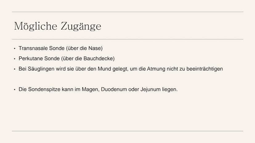 Sondennahrung
bereitstellen und
diese bei
bestehendem
Zugang
verabreichen
HANDLUNGSKOMPETENZ D.5
LIA SERAINA BÄNI Inhaltsverzeichnis
●
●
●
●