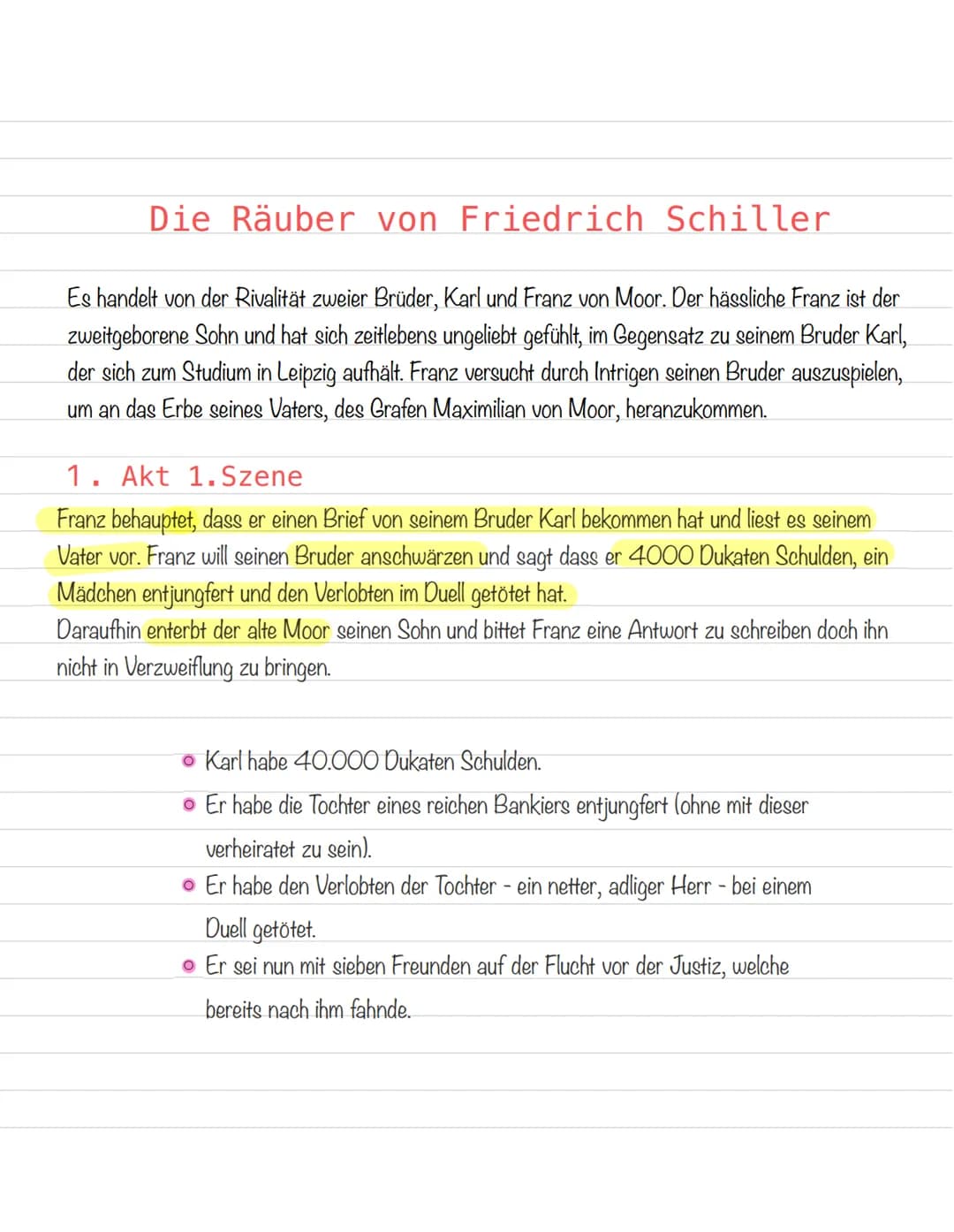 Friedrich Schiller
Die Räuber
Reclam Die Räuber von Friedrich Schiller
Es handelt von der Rivalität zweier Brüder, Karl und Franz von Moor. 