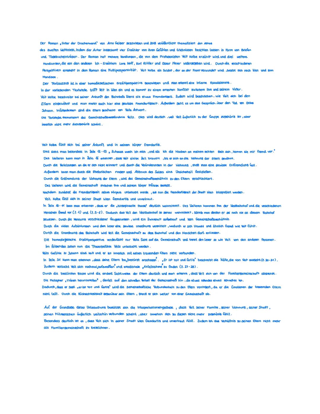 Der Roman, Unter der Drachenwand von Arno Geiger geschrieben und 2018 veröffentlicht thematisiert den Alltas
des zweiten Weltkriegs, indem d
