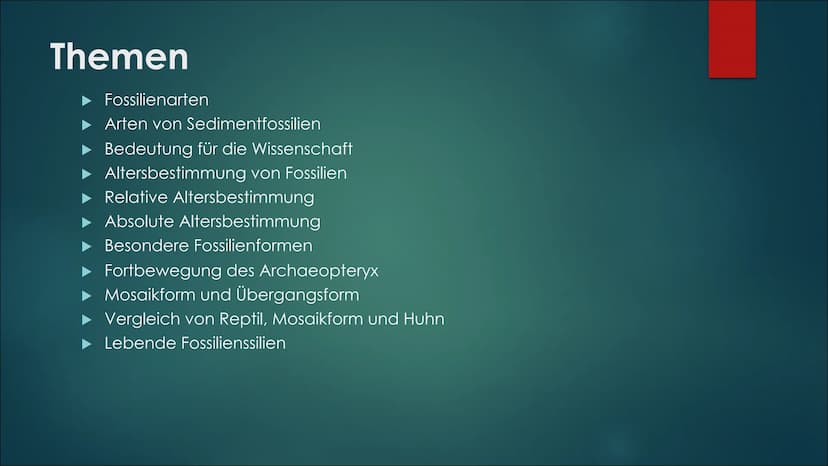 Fossilien &
Brückentiere Themen
Fossilienarten
Arten von Sedimentfossilien
► Bedeutung für die Wissenschaft
► Altersbestimmung von Fossilien