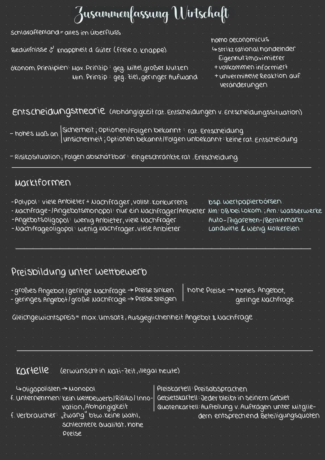 # Zusammenfassung Wirtschaft

Schlaraffenland - alles im überfluss

Bedürfnisse knappheit & Guter (freie o. knappe)

Ökonom. Prinzipien: Max