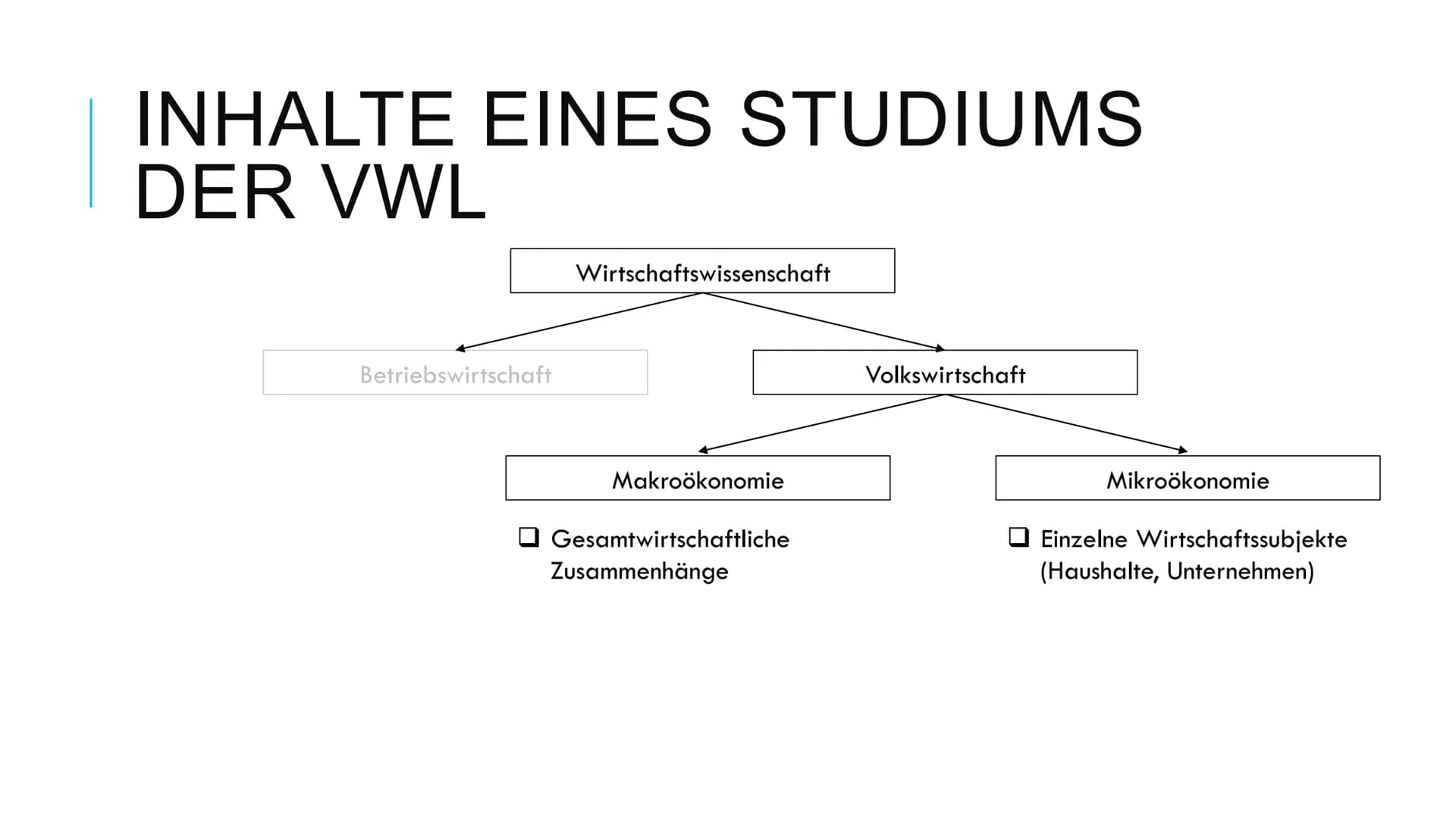 Grundlagen der Ökonomie
1) Was ist die Volkswirtschaftslehre?
Die Disziplin der Wirtschaftswissenschaften unterteilt sich in zwei Teile.
Die