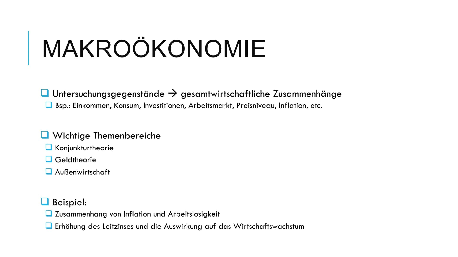 Grundlagen der Ökonomie
1) Was ist die Volkswirtschaftslehre?
Die Disziplin der Wirtschaftswissenschaften unterteilt sich in zwei Teile.
Die