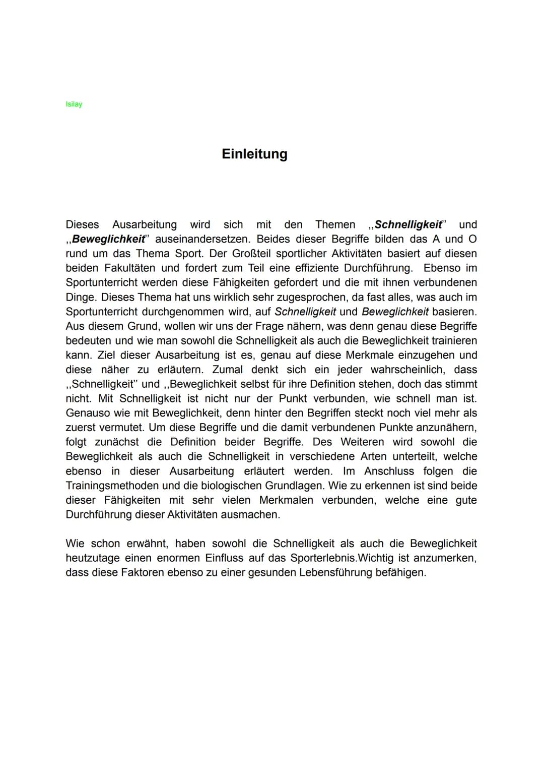 Konditionelle Fähigkeit
Schnelligkeit und Beweglichkeit Isilay
Konditionelle Fähigkeit: Schnelligkeit und Beweglichkeit
Präsentiert von: Sor