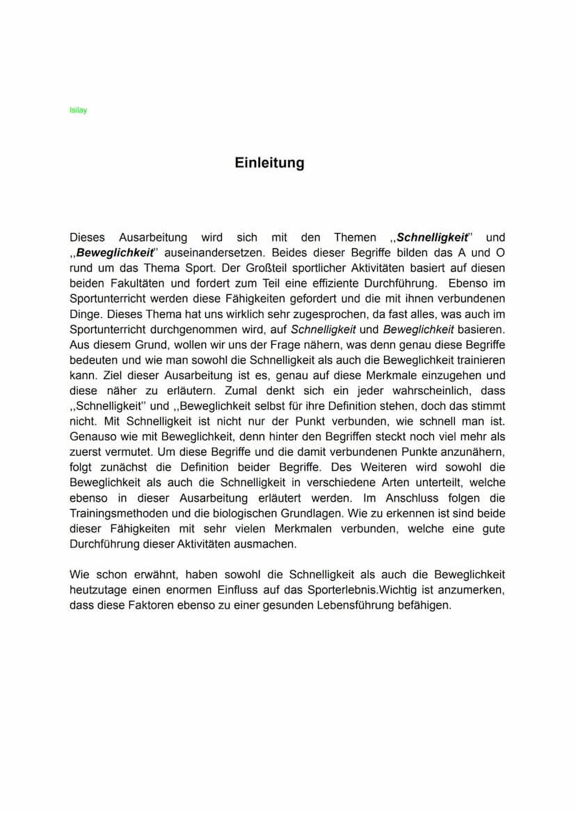 Konditionelle Fähigkeit
Schnelligkeit und Beweglichkeit Isilay
Konditionelle Fähigkeit: Schnelligkeit und Beweglichkeit
Präsentiert von: Sor