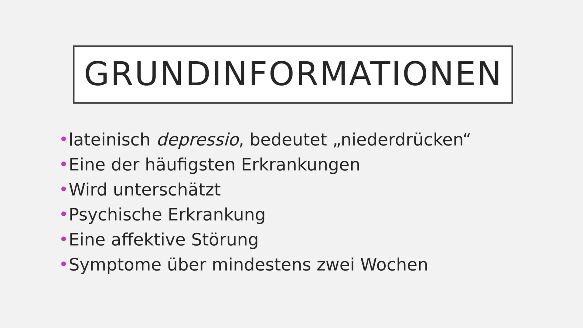 Seite | 1
Grundinformationen
Depressionen gehören zu den häufigsten Erkrankungen, trotzdem
werden sie leider sehr oft unterschätzt. Menschen