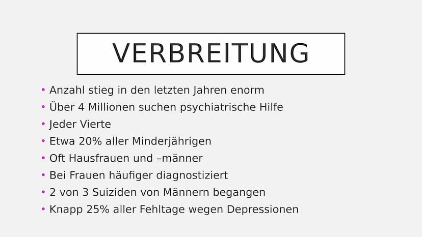 Seite | 1
Grundinformationen
Depressionen gehören zu den häufigsten Erkrankungen, trotzdem
werden sie leider sehr oft unterschätzt. Menschen