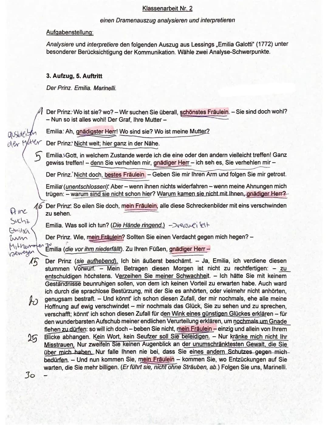 Klassenarbeit Nr. 2
einen Dramenauszug analysieren und interpretieren
Aufgabenstellung:
Analysiere und interpretiere den folgenden Auszug au