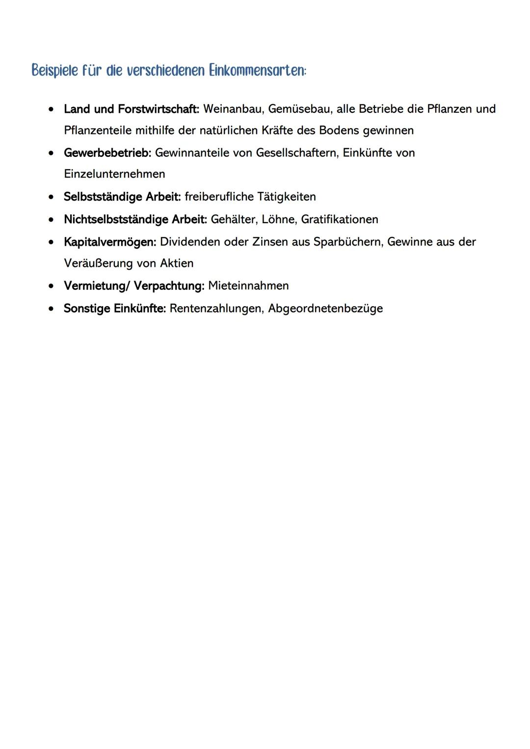 Definiton: Die Einkommenssteuer muss von natürlichen Personen mit einem Wohnsitz
oder regelmäßigem Aufenthaltsort in Deutschland auf ihr Ein