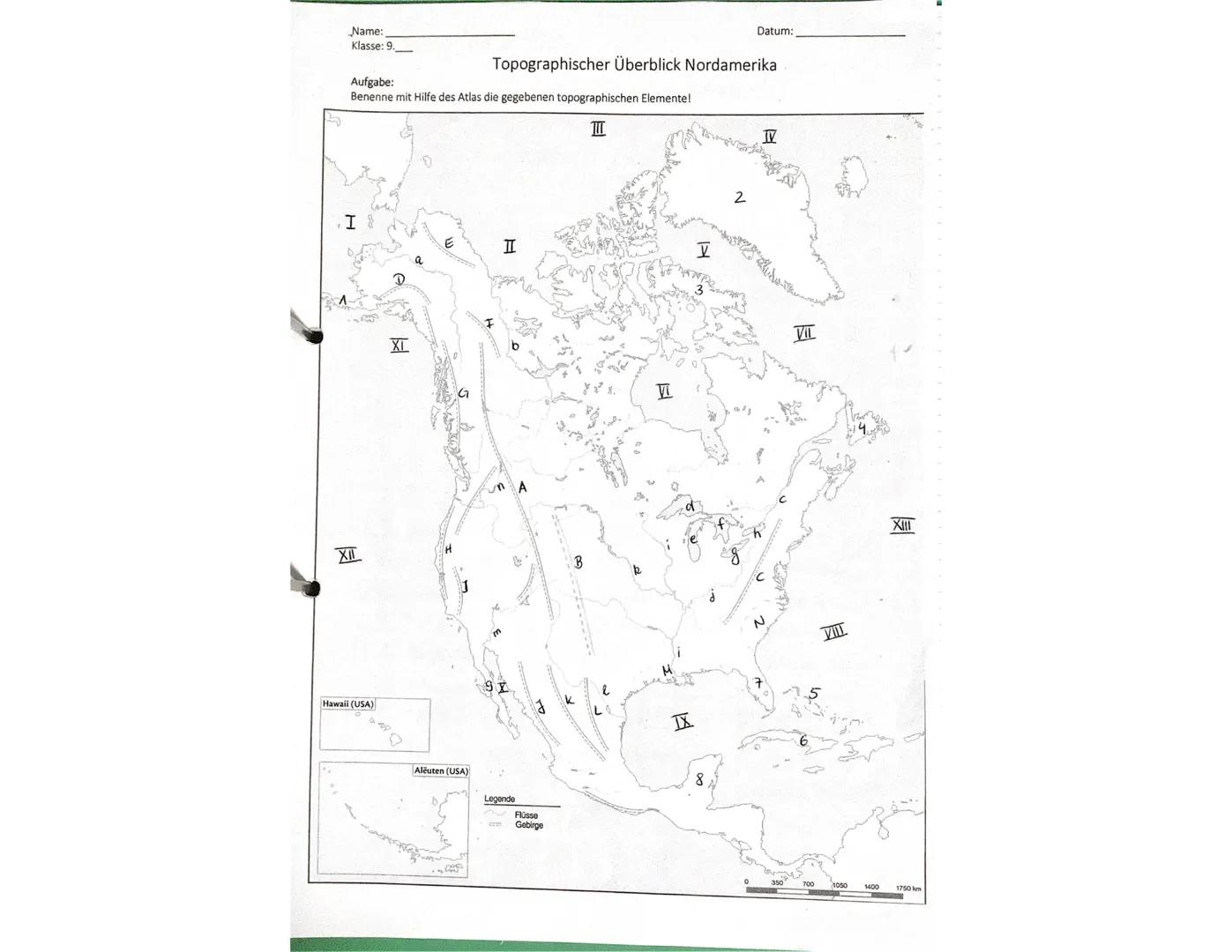 Großlandschaften Amerikas:
Kordilleren
• Innere Ebene
Müstenebene
Kanadischer Schild
•Appalachen
Merkmale
Z.B.: Küstenebene
Oberfläche
eben,