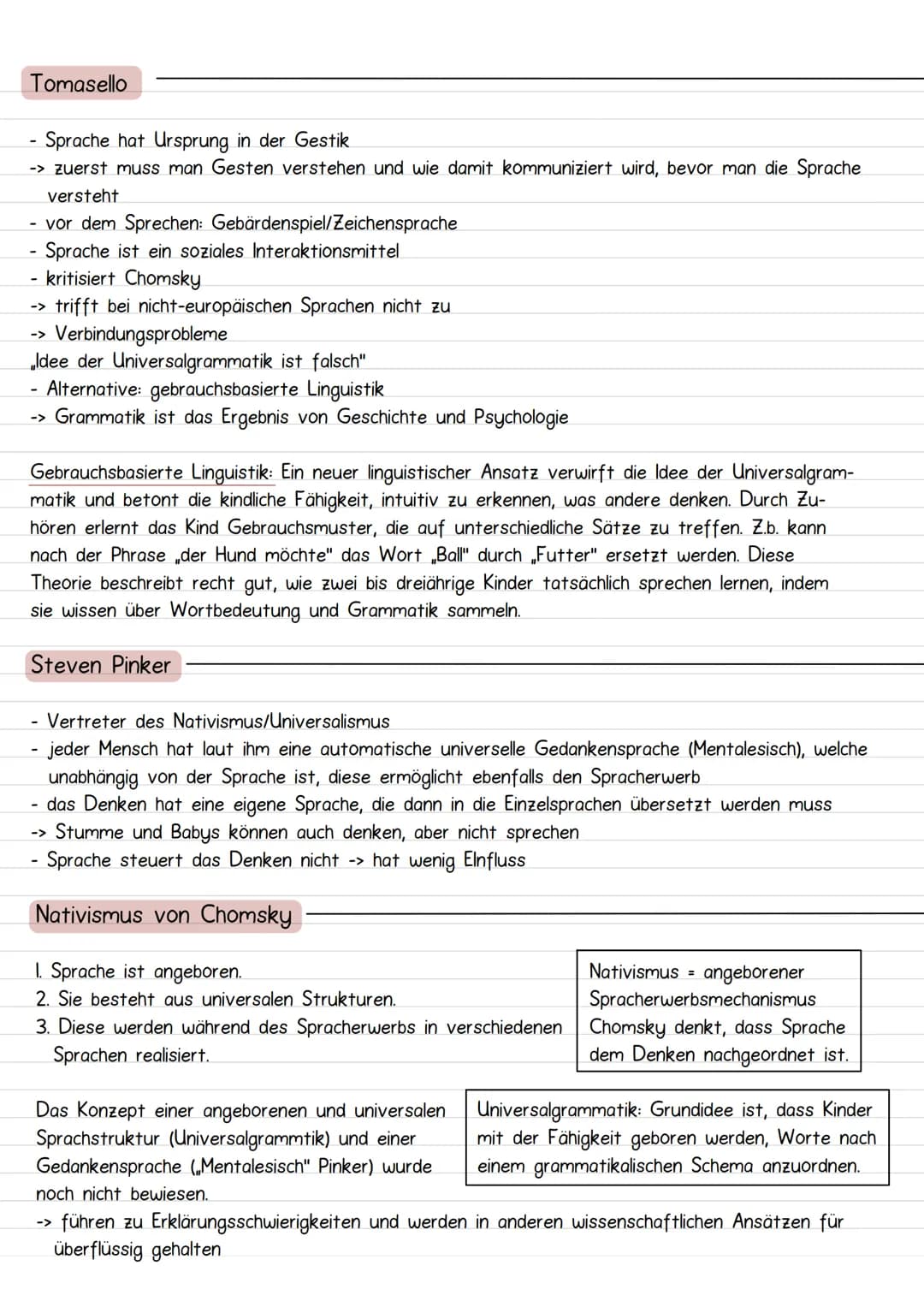 Sprachursprung
Interaktionismus
Spracherwerb ist das Ergebnis einer Interaktion zwischen kindlichen Entwicklungsprozessen und Ein-
flüssen v