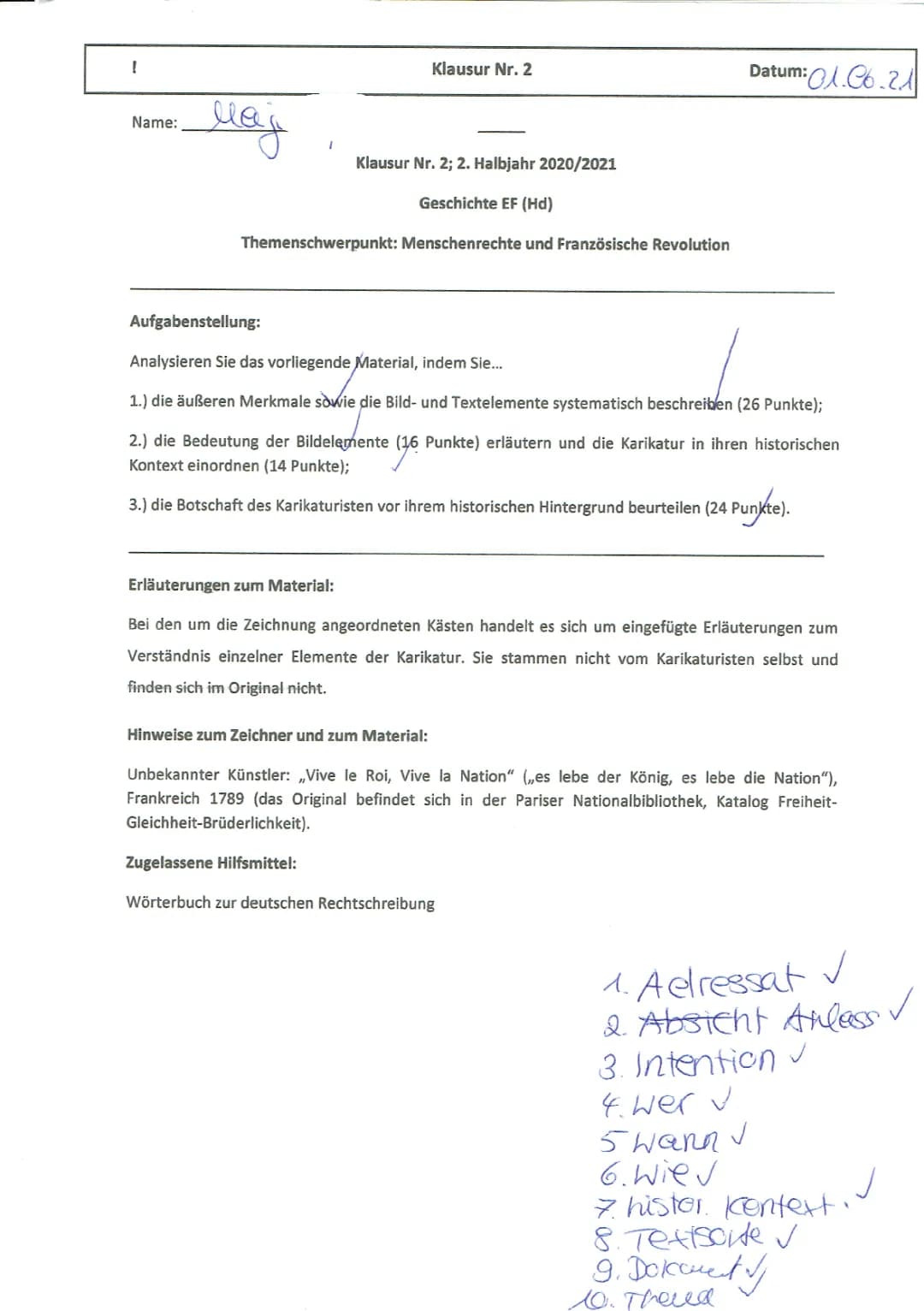 Karikaturanalyse Französische Revolution