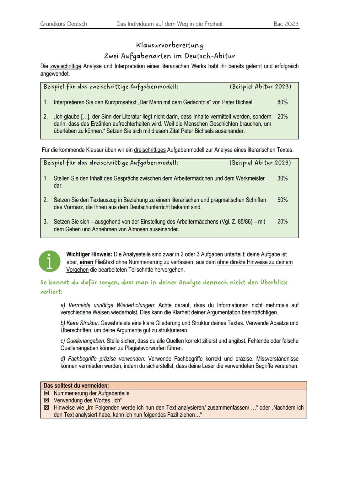 Deutsch Klausur - Textanalyse
Aufgaben:
1. Text zusammenfassen/ Gespräch zwischen zwei Personen zusammenfassen/ darstellen
2. Textauszug zu 