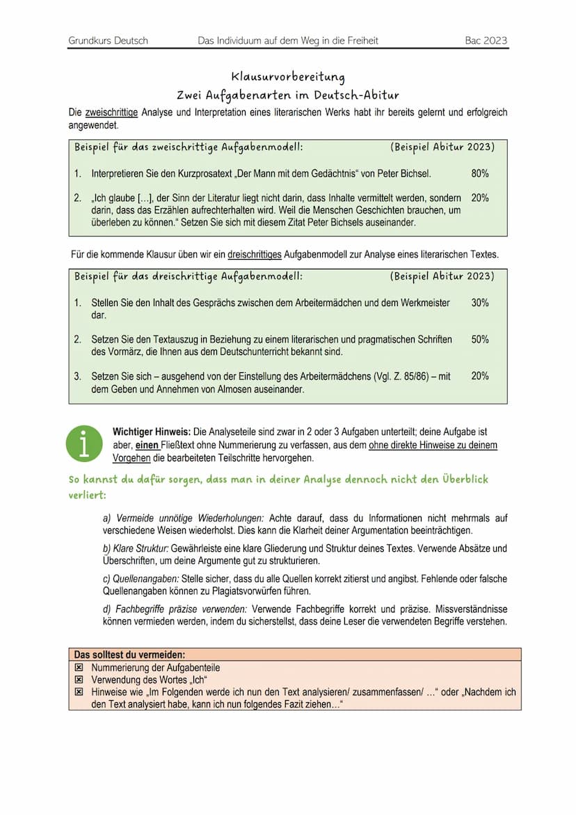 Deutsch Klausur - Textanalyse
Aufgaben:
1. Text zusammenfassen/ Gespräch zwischen zwei Personen zusammenfassen/ darstellen
2. Textauszug zu 