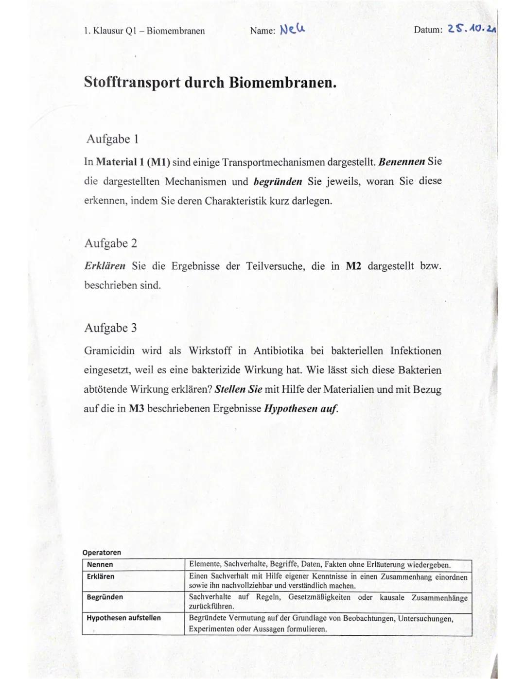 Alles über Biomembran: Klausur 11 und Stofftransport erklärt