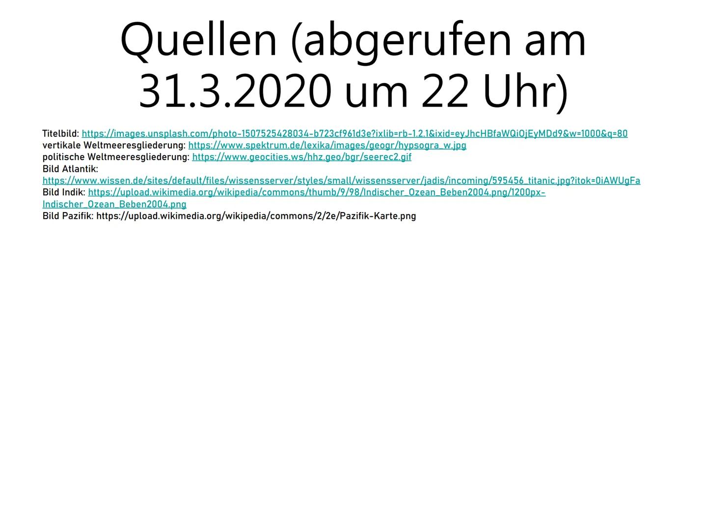 
<p>In diesem Vortrag werden die größten Meere, die zum Weltmeer gehören, sowie drei Möglichkeiten zur Gliederung des Weltmeeres beleuchtet.