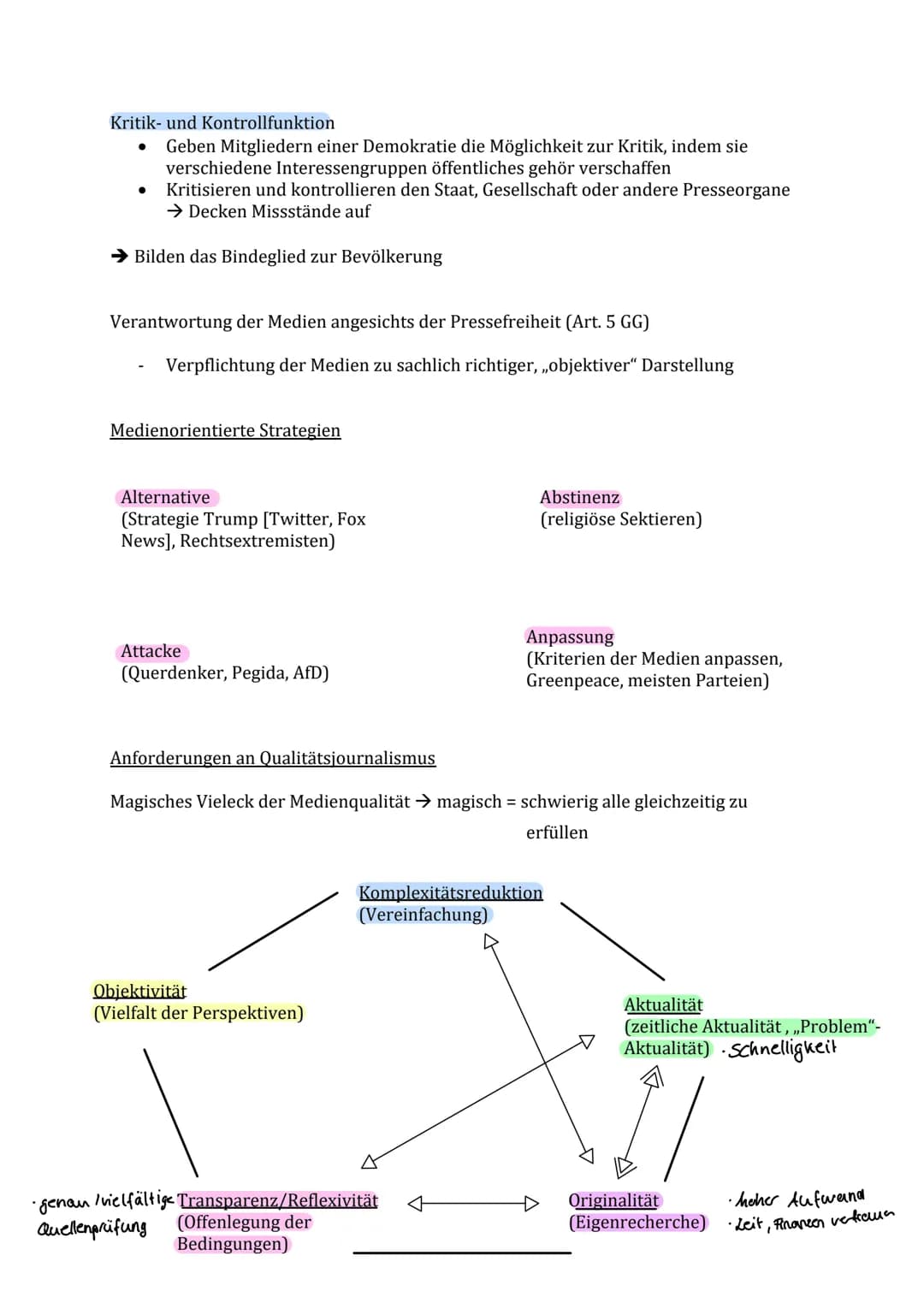Politik Klausur Nr. 2 Lernzettel
Funktionen von Partizipation:
Artikulation
●
Erhalten die Bürger die Möglichkeit, ihre Interessen öffentlic