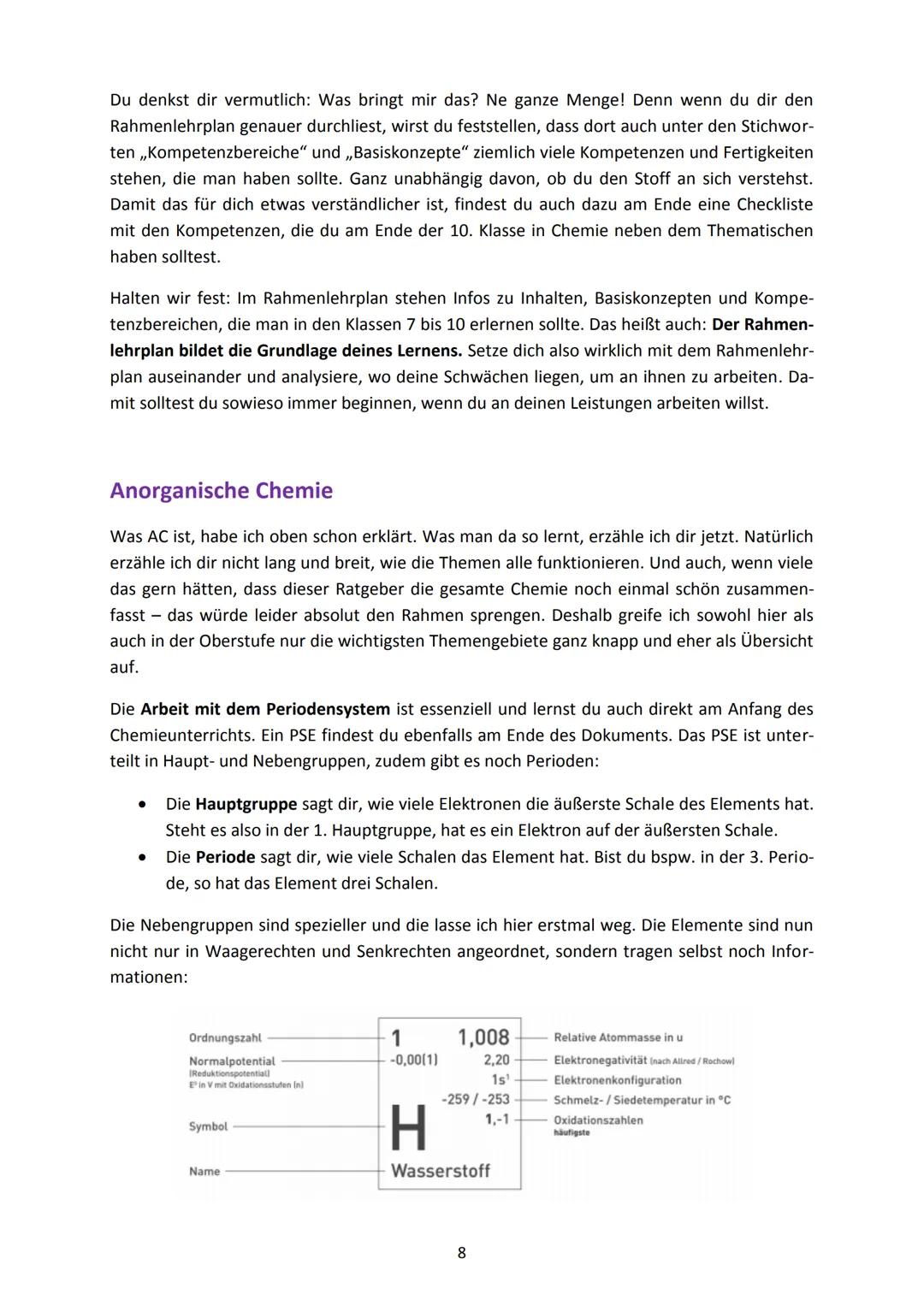 Aufgabe 1: Das Periodensystem der Elemente
Fülle die nachstehende Abbildung aus:
Diese Angaben findest du bei jedem
Element:
1←
H
Wiederholu