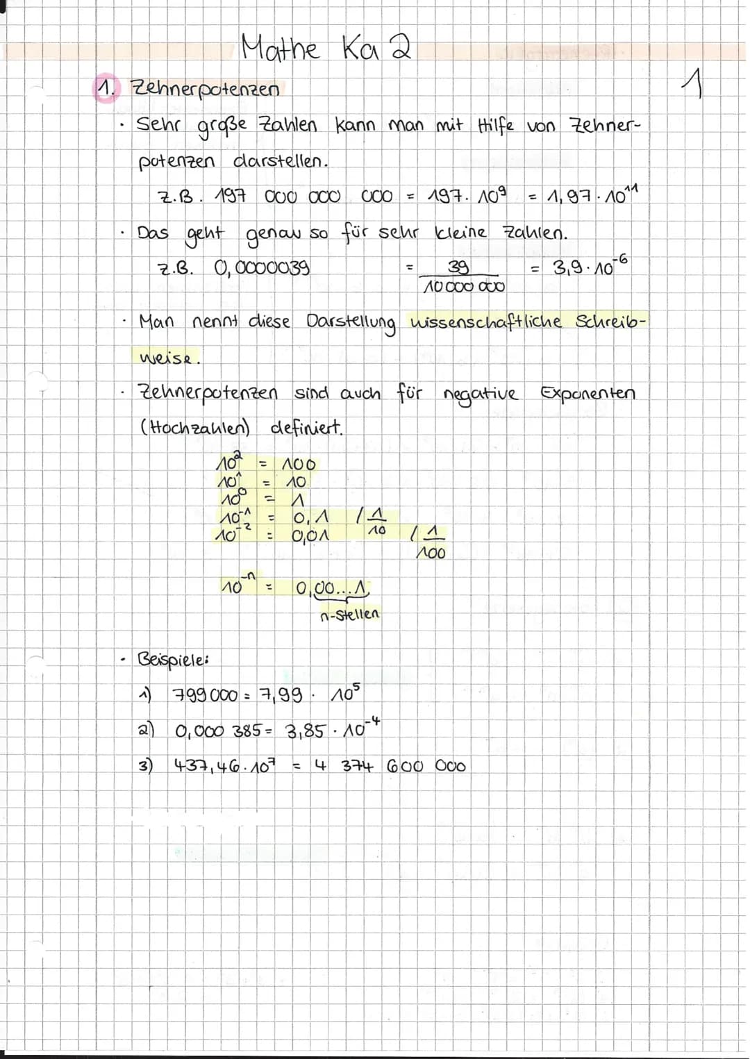 II Potenzen und Logarithmus
II.1. Zehnerpotenzen
Sehr
Zahlen
große
darstellen. z. B.: 197 000 000 000 = 197-10⁹
Das geht genow so für sehr k