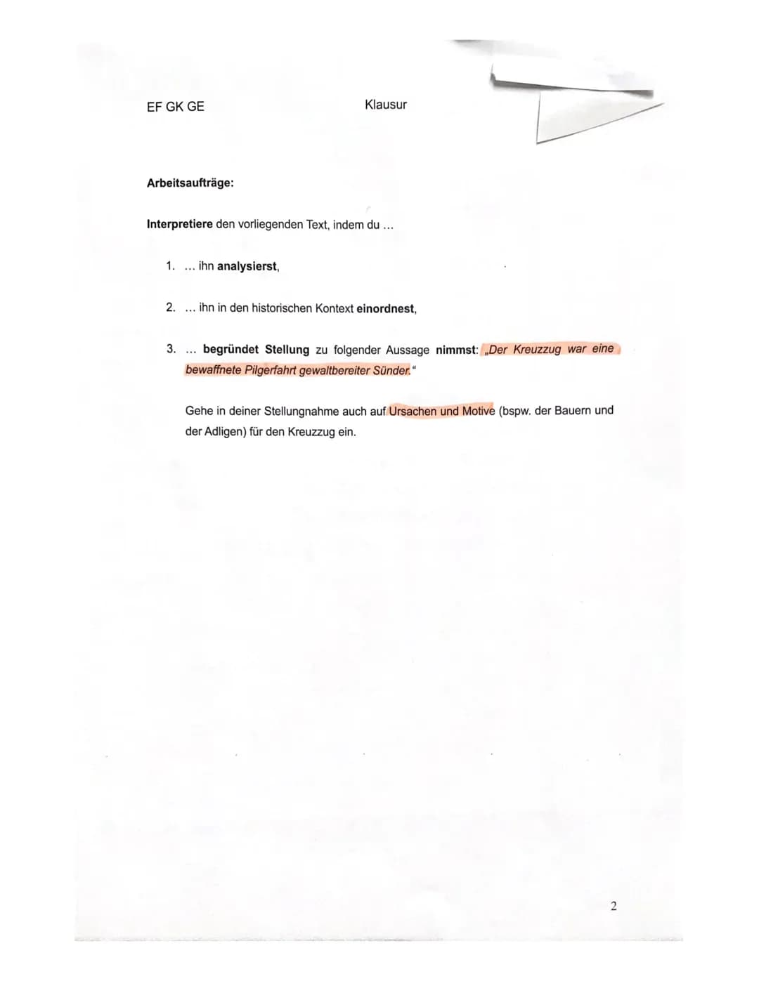 Arbeitsaufträge:
Interpretiere den vorliegenden Text, indem du ...
1.... ihn analysierst,
2. ... ihn in den historischen Kontext einordnest,
