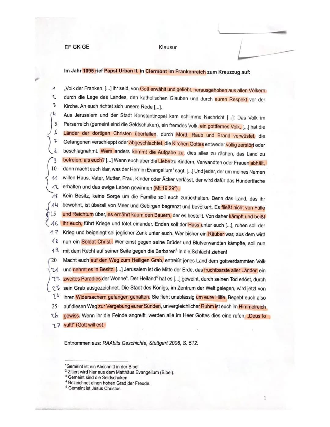 Arbeitsaufträge:
Interpretiere den vorliegenden Text, indem du ...
1.... ihn analysierst,
2. ... ihn in den historischen Kontext einordnest,